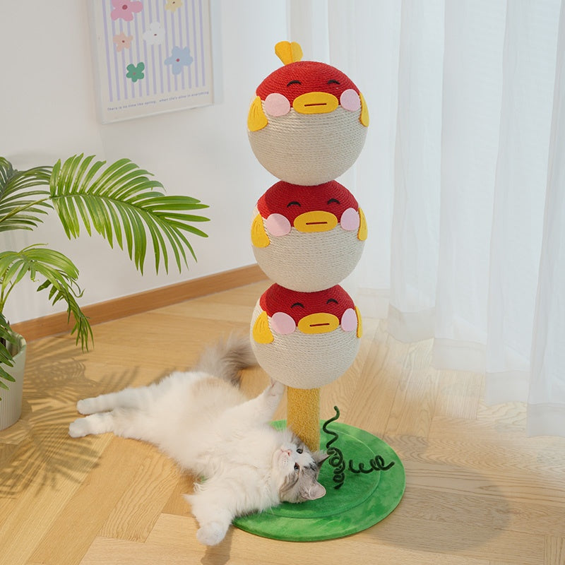 Cute Puffer Fish-shaped Cat Climbing Frame, Three-tier Climbing Tower With Base, Indoor Cat Scratching Post Climbing Frame With Vertical Claw Interactive Cat Toy, Suitable For Cats Of All Sizes