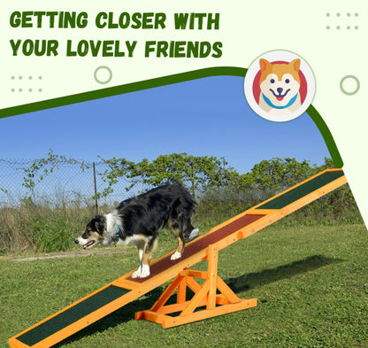 Wooden Dog Agility Seesaw, Training And Exercise Equipment, Weather Resistant, 71  L, Natural