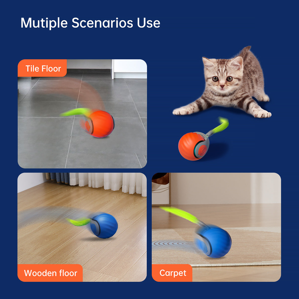 2025 Smart Interactive Cat Ball,Type-C Rechargeable Interactive Cats Toy,Automatic Cat Teaser Toy,Pet Supplies,New Year Gift