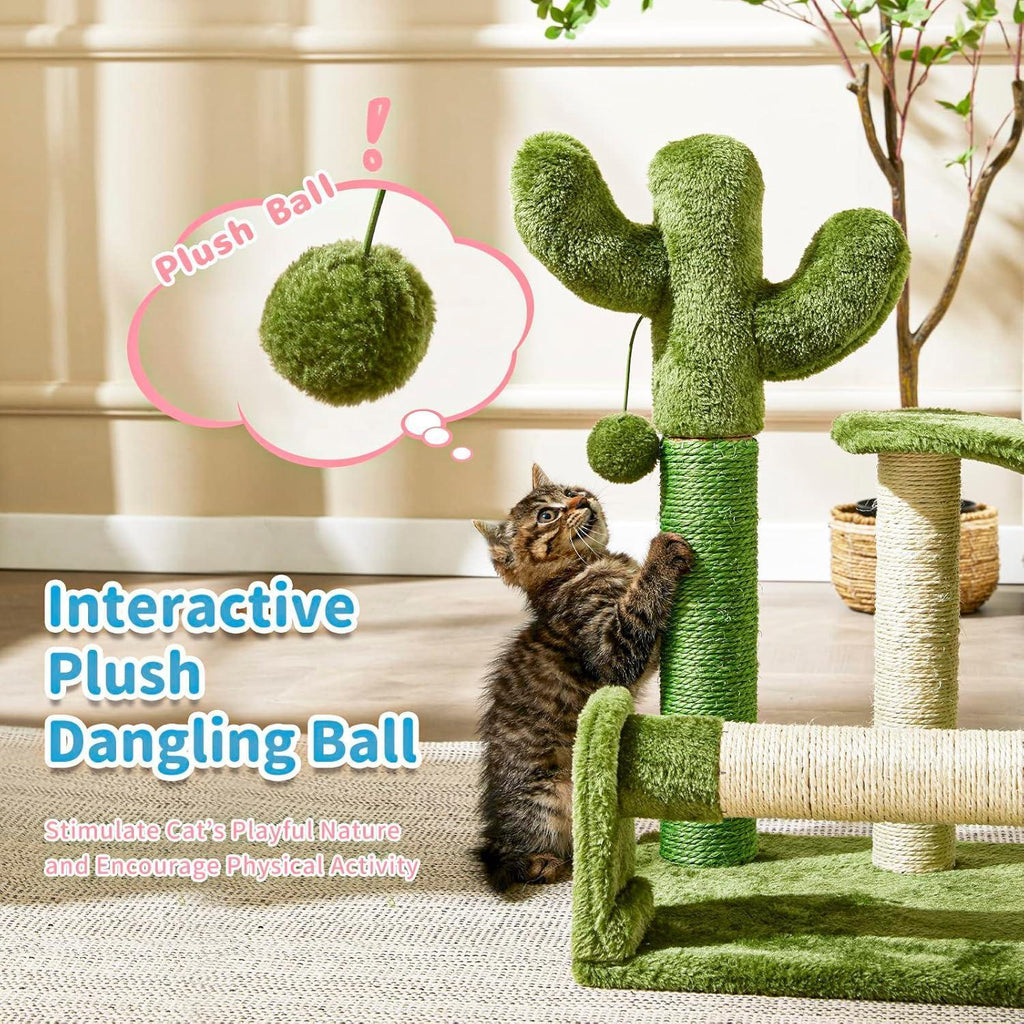 Cactus Shape Natural Sisal Rope Easy To Assemble Green Cat Scratching Post