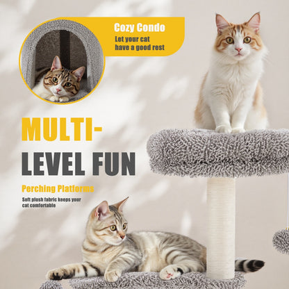 Small Cat Tree Tower, 33 Cat Scratching Post With Curved Bed