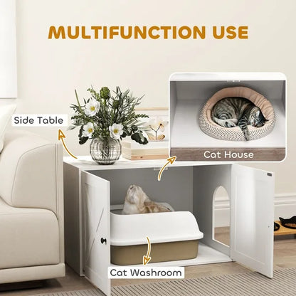 Cat Litter Box Enclosure With Barn Door, Cat Hole