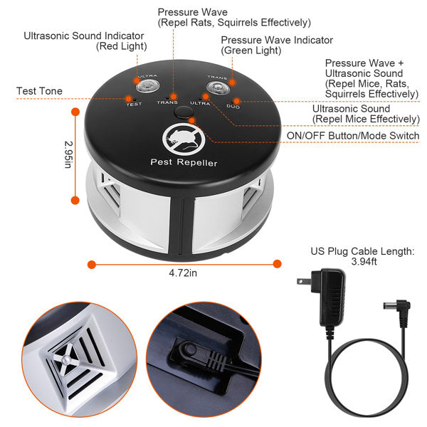360 Degree Ultrasonic Pest Repellent, Electronic Plug-in Pest Control, Pursuer, Blocker