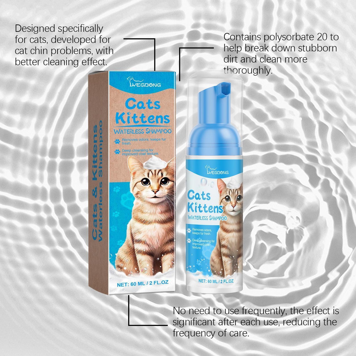 Yegebang Cat Cleaning Mousse Mild Non-irritating Pet Cleaning Foam