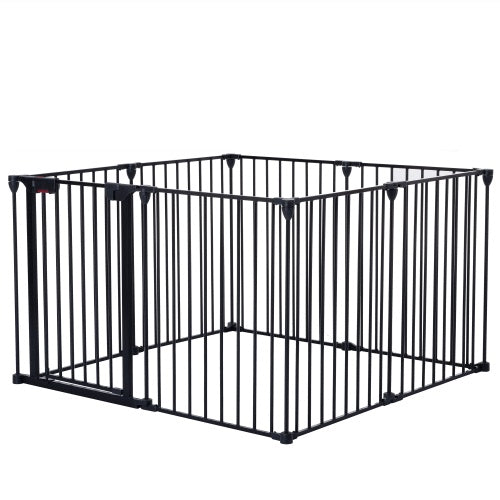 200 Adjustable Safety Gate 8 Panels Play Yard Metal Doorways Fireplace Fence Christmas Tree Fence Gate For House Stairs Gate Prohibited Area Fenc