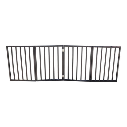 Wooden Pet Gate - Freestanding, Folding For Doorways, Stairs, House, Brown Arc