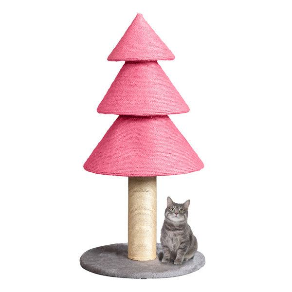 31.5in Christmas Tree Cat Scratcher, Cat Scratching Post For Indoor Cats, Large Sisal Cat Scratching Tree Cat Scratch Tower,-Pink