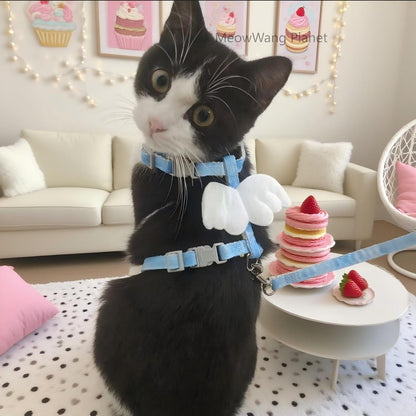 Dog Leash Cat Leash Charming Wings Pet Harness Leash Set Adjustable Escape Proof Vest For Cats Small Dogs Cute Comfortable Outdoor Wear Luxury Pet Gift For Cats Dogs