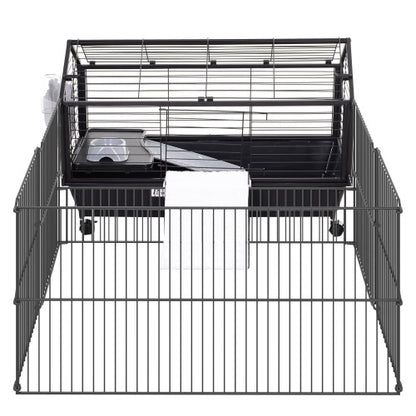 Small Animal Play Fence Cage With Rolling Casters, Water Bottle