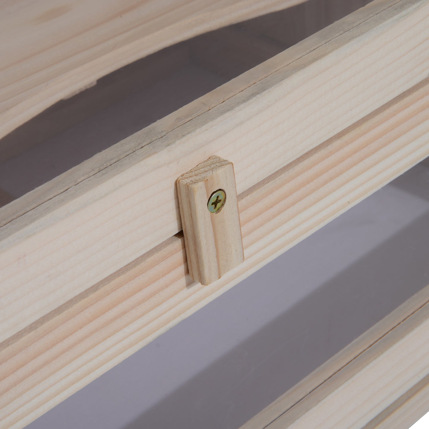 2-Tier Hamster Habitat Openable Top Front Door Shelf Ladder Stable Fir Wood Frame Nature Wood