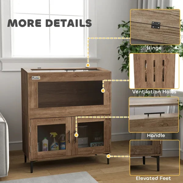 30 Gallon Stackable Reptile Tank W Storage Cabinet, Top Opening, For Bearded Dragon, Lizard, Snake, Hamster