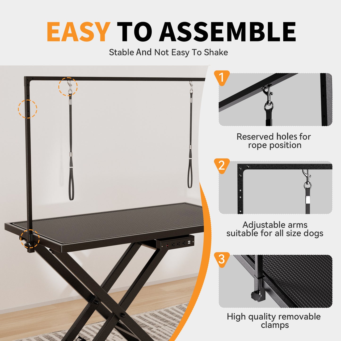 Height Adjustable Pet Grooming Table, Equipped With Leveling Wheels, Dog Grooming Arms, Anti Slip Tabletop, And Tool Organizer 50 Inches, Black