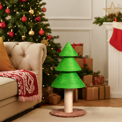 31.5in Christmas Tree Cat Scratcher, Cat Scratching Post For Indoor Cats, Large Sisal Cat Scratching Tree Cat Scratch Tower, Grass Green