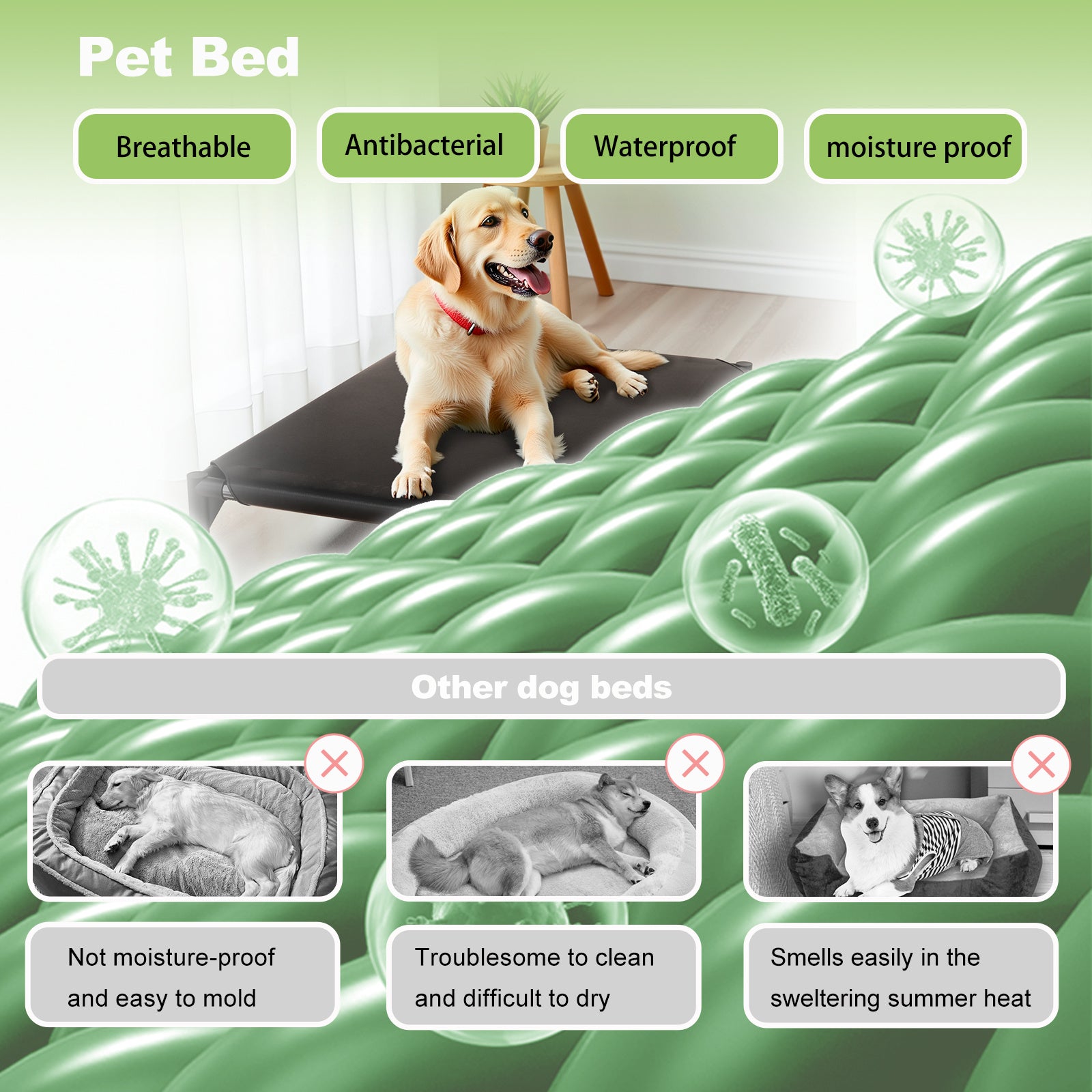 The Bi-material Pet Bed Is Of Your Choice,The Detachable Design Of The Oxford Cloth And Breathable Mesh Pet Bed Combines The Characteristics Of Breathable, Waterproof And Odorless To Create A Comforta