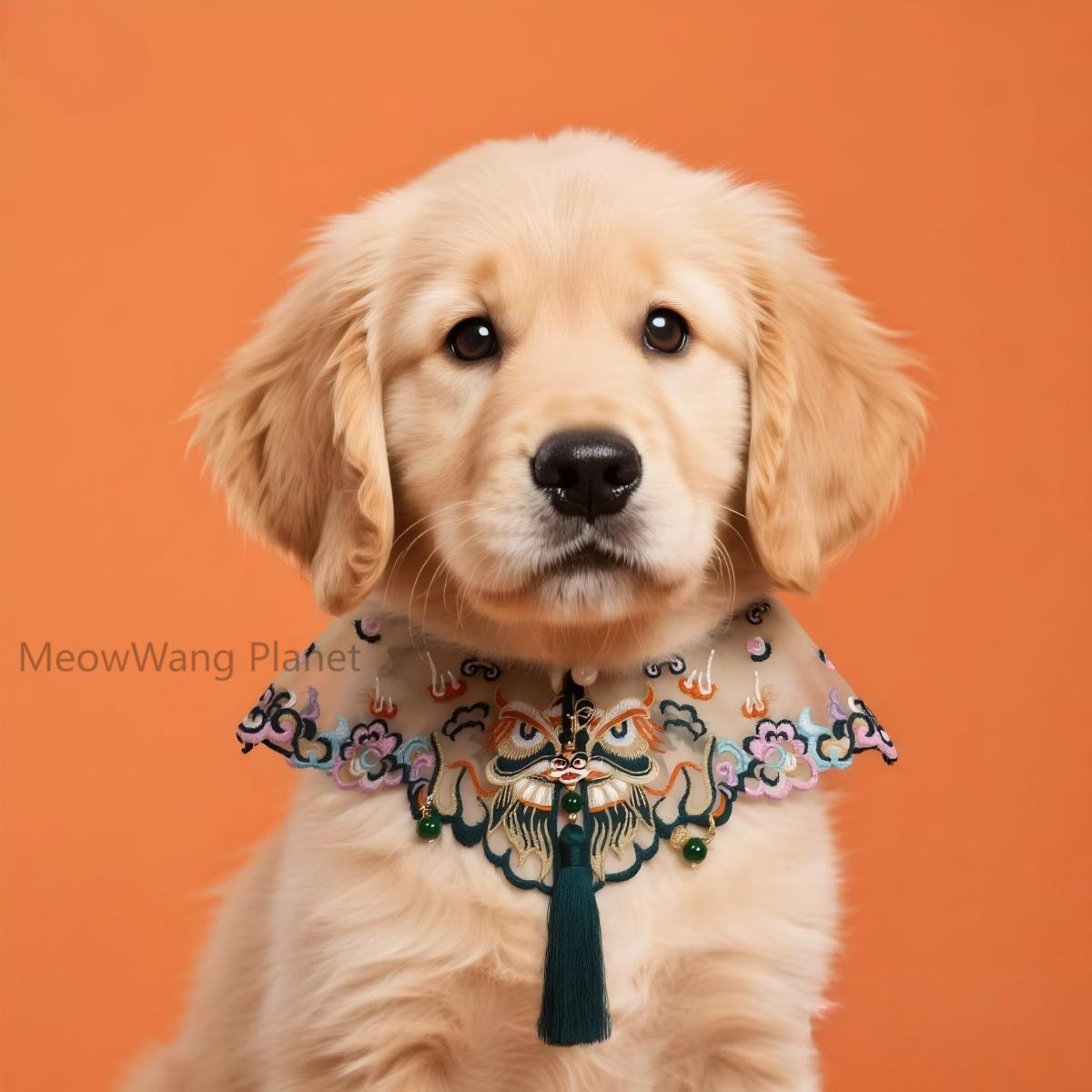 Handmade Embroidered Pet Shawl Hanfu Style Cloud Shoulder Bib Neck Wrap For Cats Small Dogs Elegant Pet Scarf