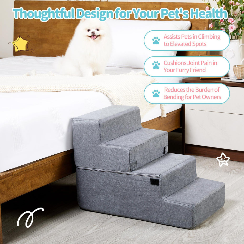 Four-step Dog Bed Indoor Non-slip Balance Pet Ramp Gray