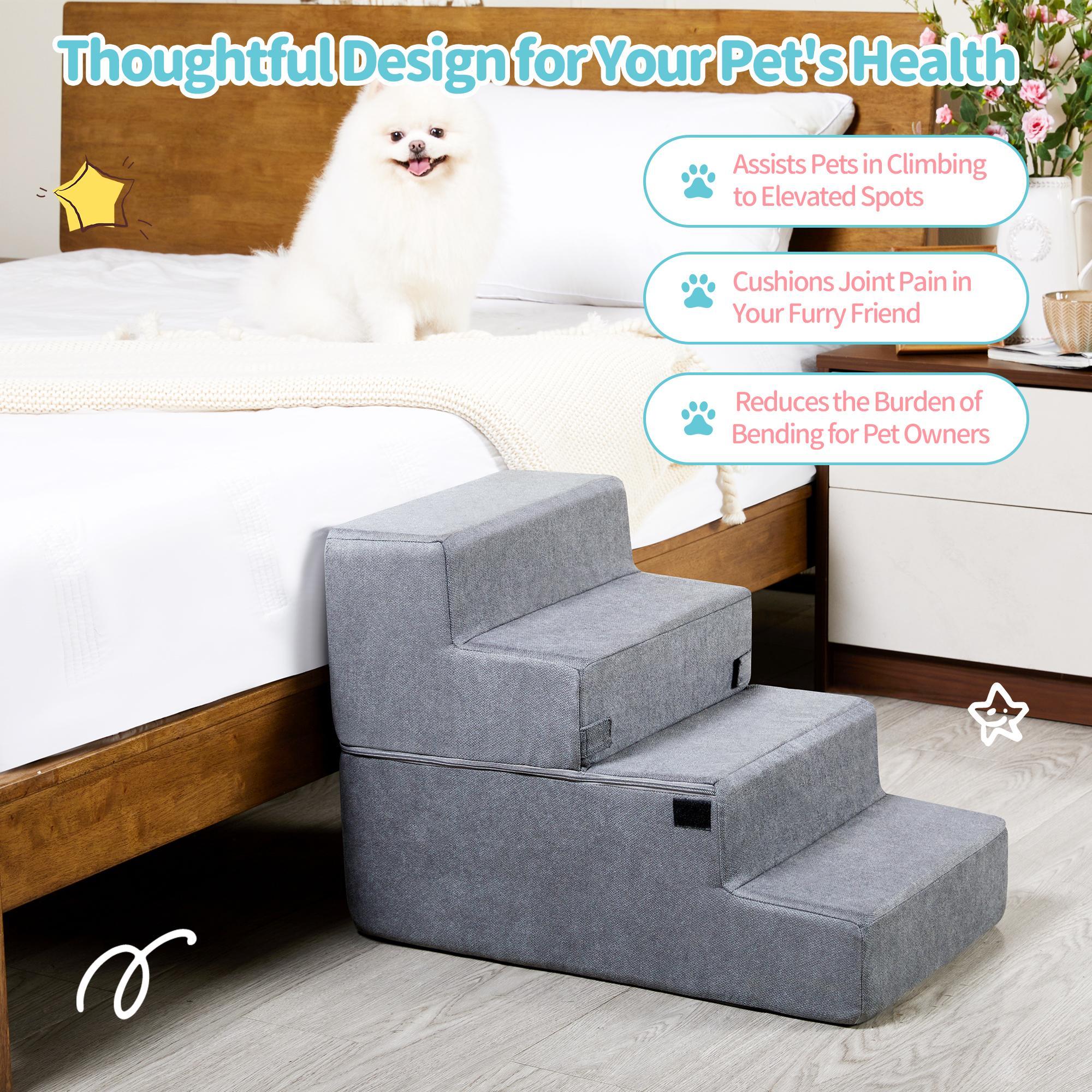 Four-step Dog Bed Indoor Non-slip Balance Pet Ramp Gray
